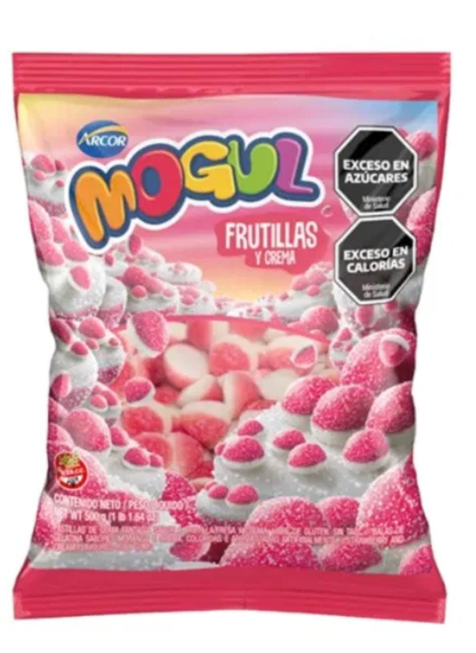 Una bolsa de mogu fruitillas y caramelos de crema