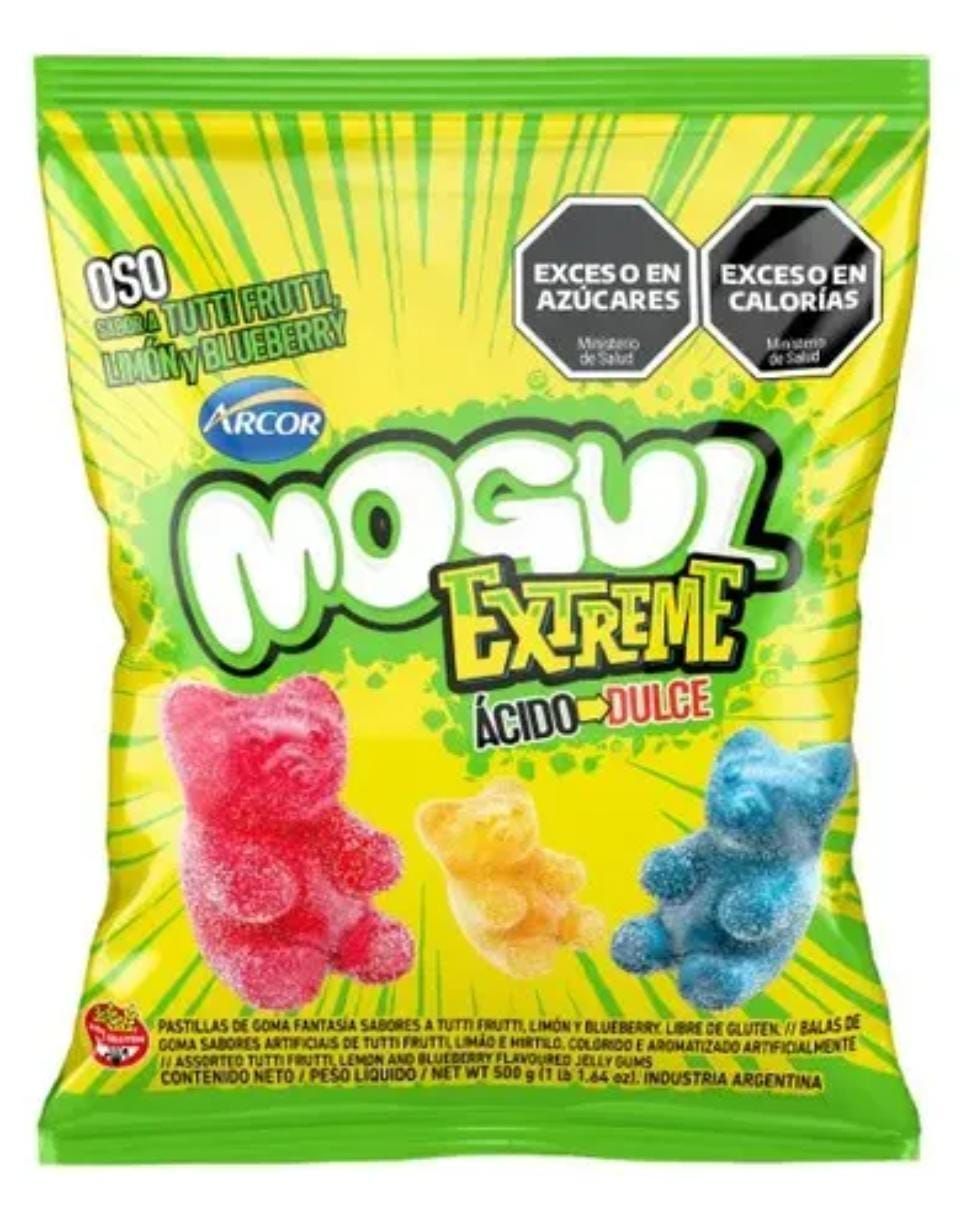 Una bolsa de ositos de goma llamados mogu extreme