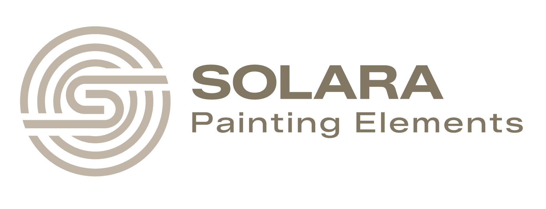 Logo featuring a beige circular abstract design resembling a fingerprint and the text