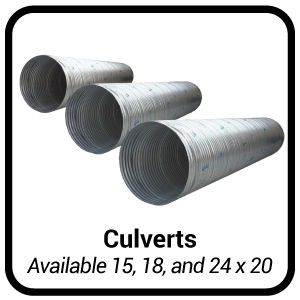 15 in., 18in., and 24 in. x 20 foot Culvers