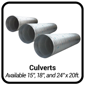 15 in., 18in., and 24 in. x 20 foot Culvers
