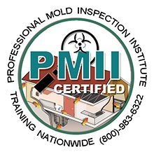 The logo for the professional mold inspection institute is a certified logo.