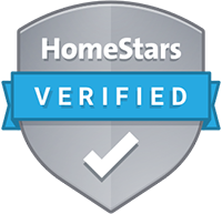 A homestars verified badge with a check mark on it.