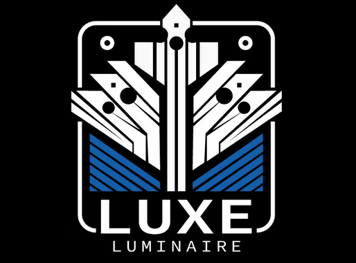 A black and white logo for luxe luminaire