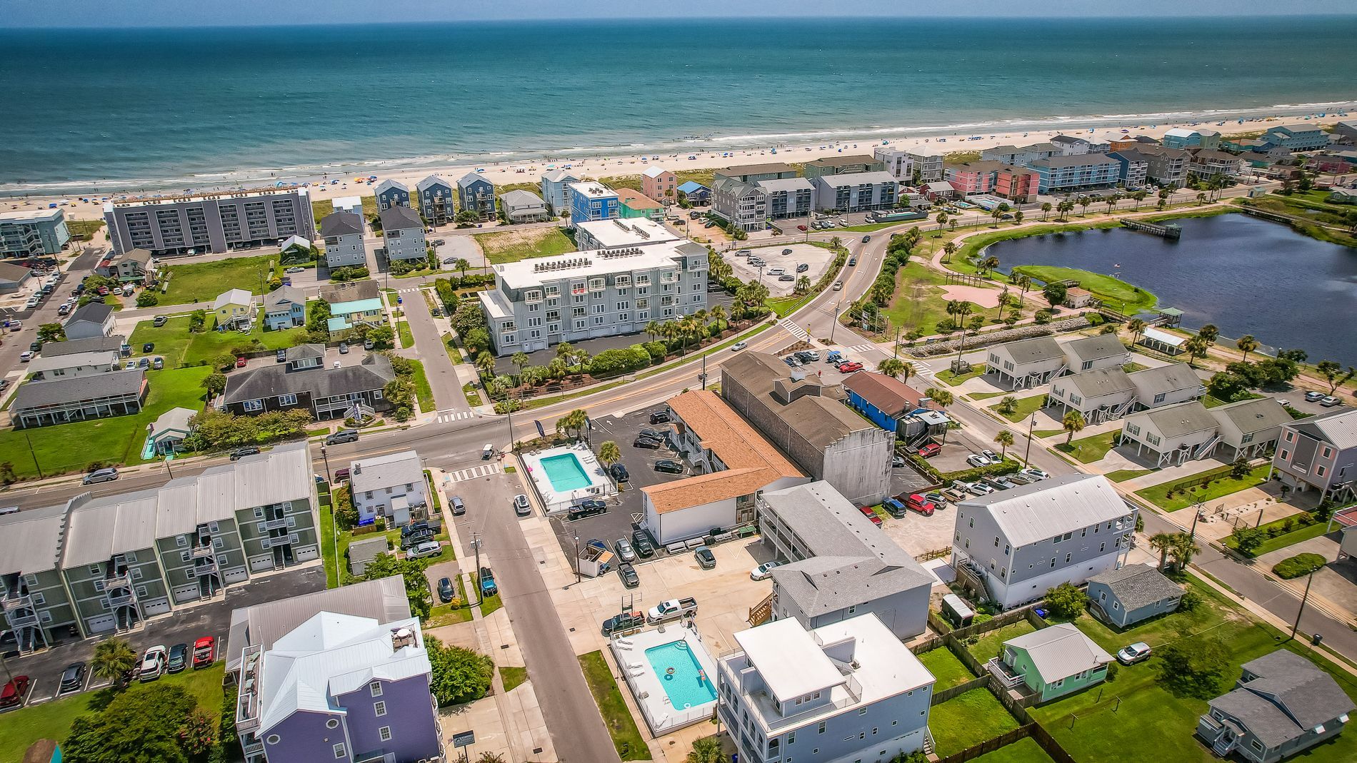 Arie view of Dry Dock Inn and Carolina Beach