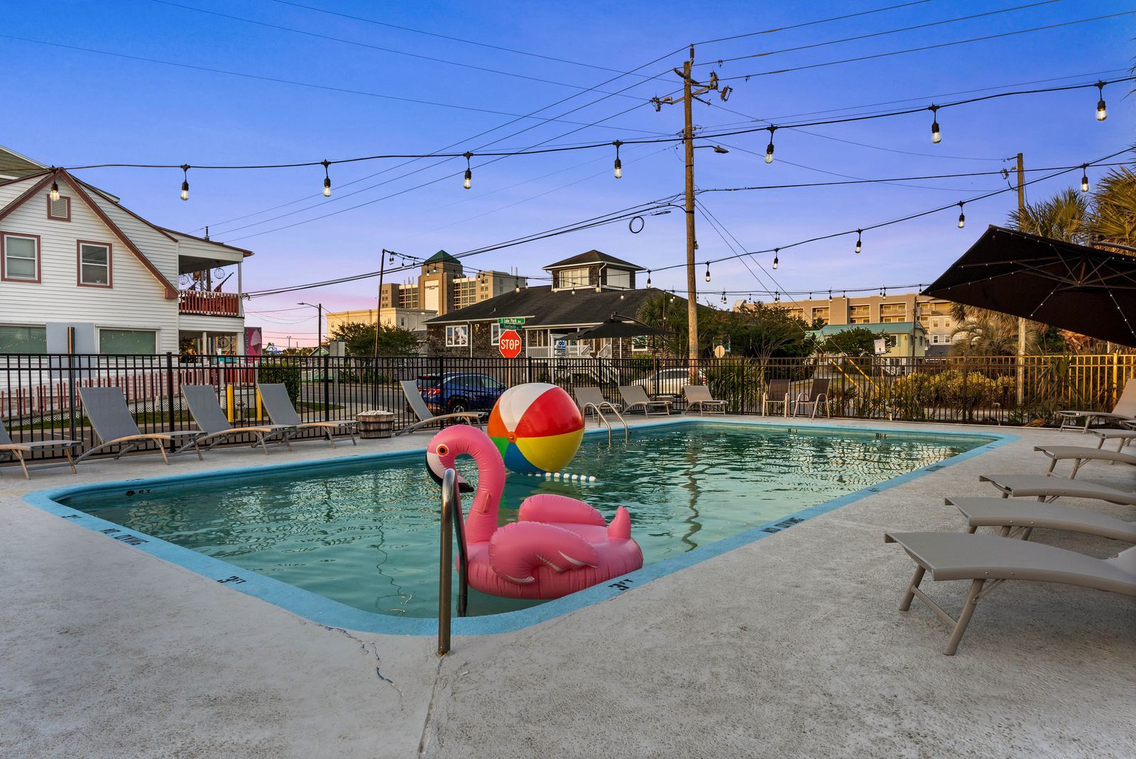 pool in the evening