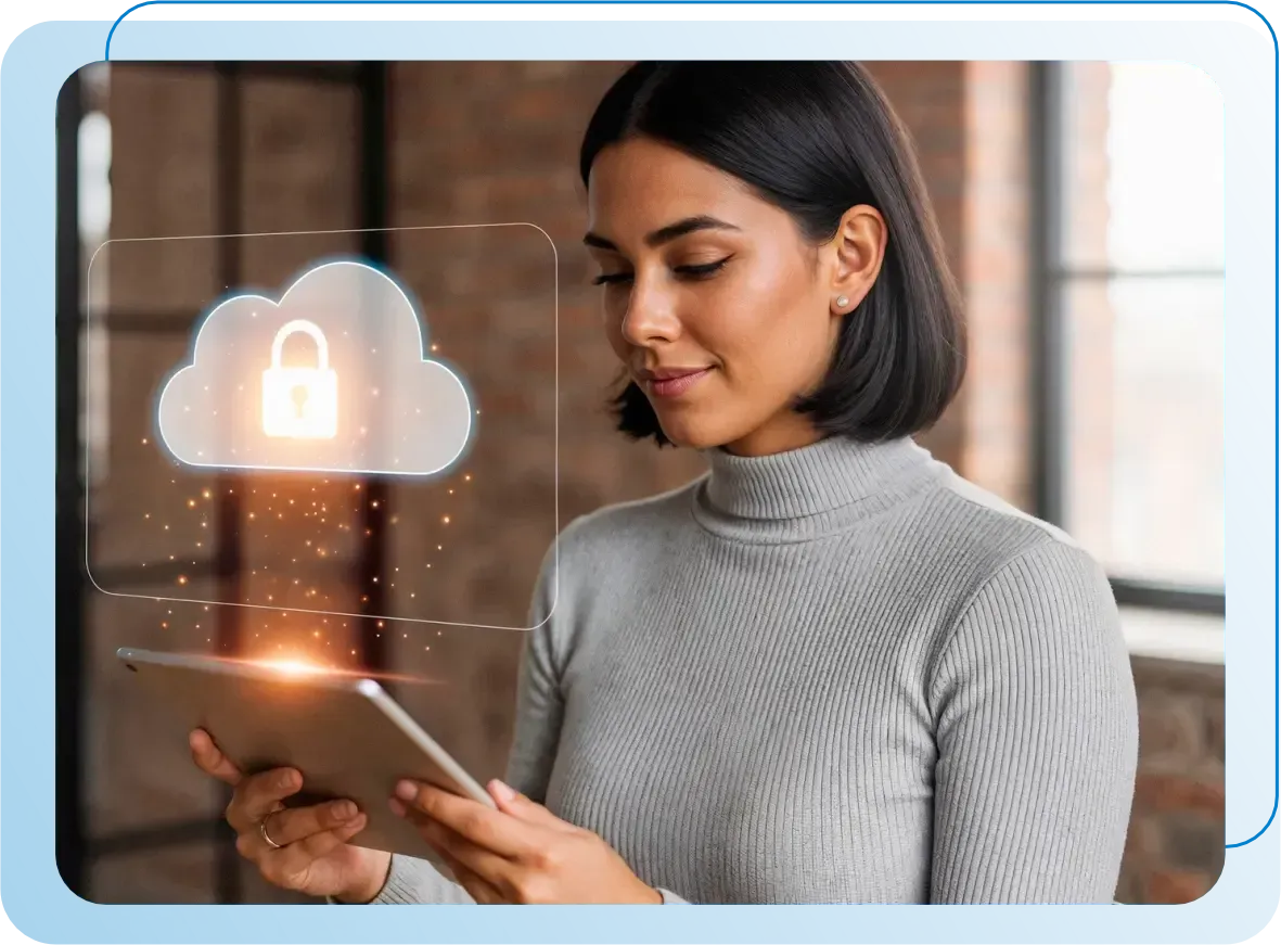 Mulher de óculos olhando para uma tela de computador exibindo código, possivelmente codificação, em um ambiente escuro.