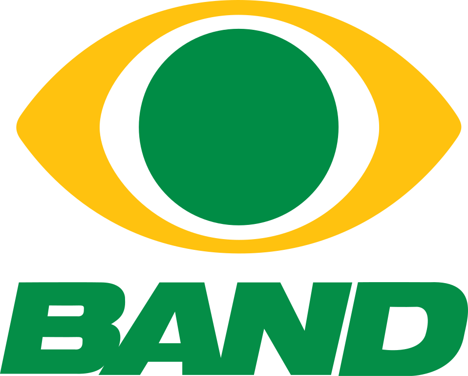 Logotipo da rede de televisão brasileira Band, com um olho dourado com pupila verde acima da palavra 