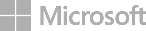 Logotipo da Microsoft: um quadrado cinza com um quadrado branco menor na parte superior e o nome