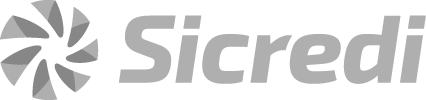 Logotipo da Sicredi: Símbolo de estrela abstrata cinza seguido pela palavra 