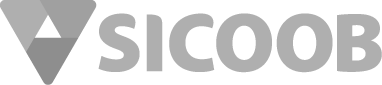 Logotipo do Sicoob: um triângulo cinza com um triângulo branco dentro, seguido pela palavra 