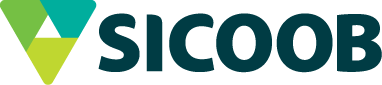 Logotipo do Sicoob com uma forma geométrica verde e azul-petróleo e o texto 