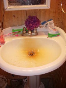 Before cleaning the sink