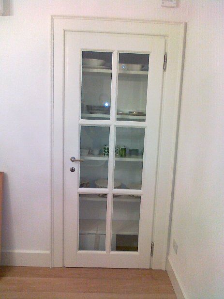 porta in vetro con legno massello