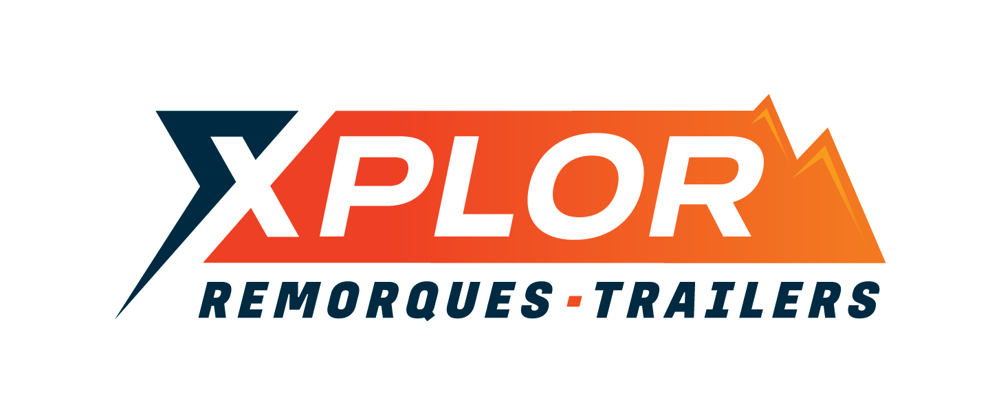 Le logo des remorques xplor remorques est orange et bleu