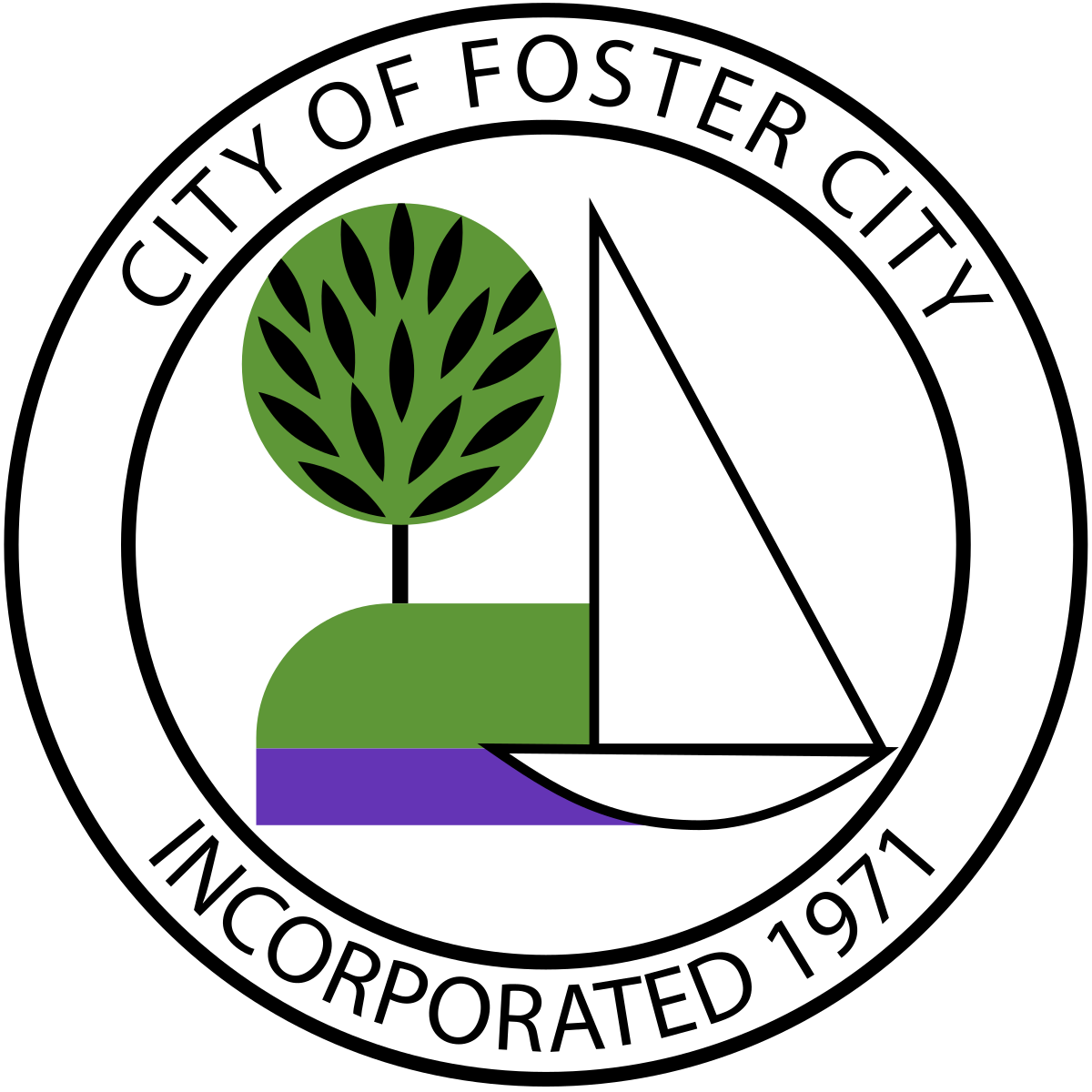 The seal of the city of foster city incorporated in 1971