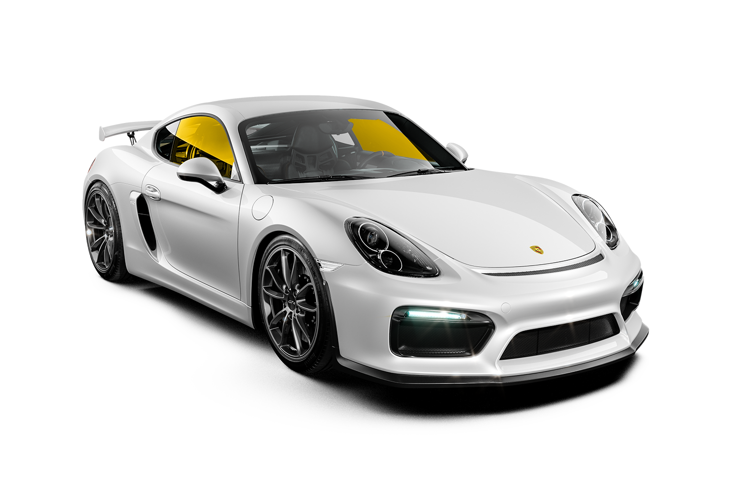 A white porsche 911 gt4 rs is shown on a white background.