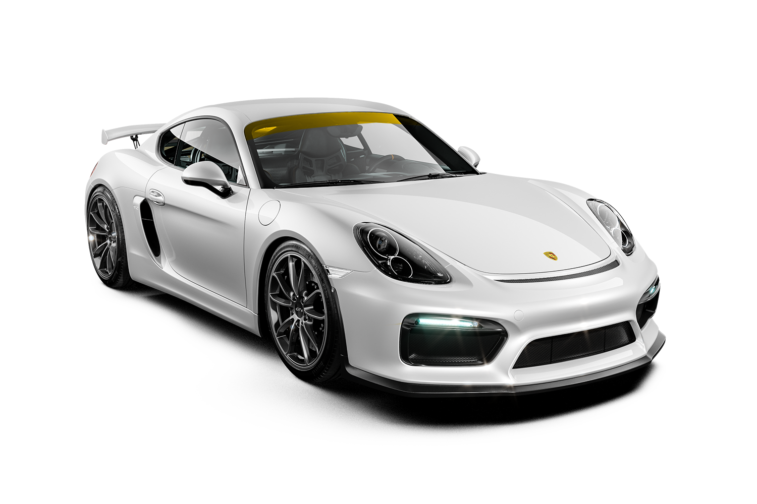 A white porsche gt4 rs is shown on a white background.