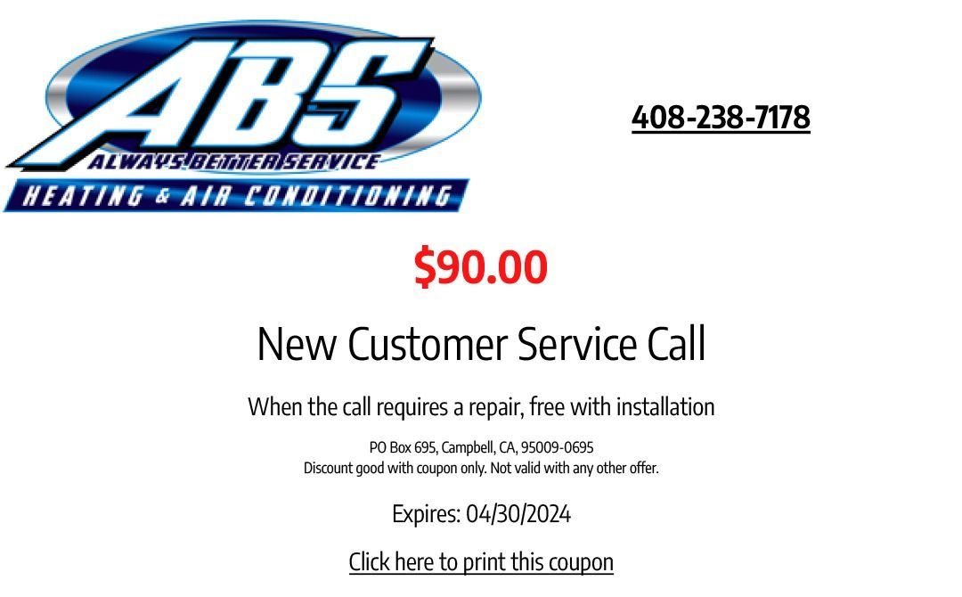 A new customer service call for abs heating and air conditioning