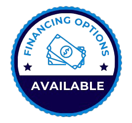 A blue and white badge that says financing options available in Campbell, CA