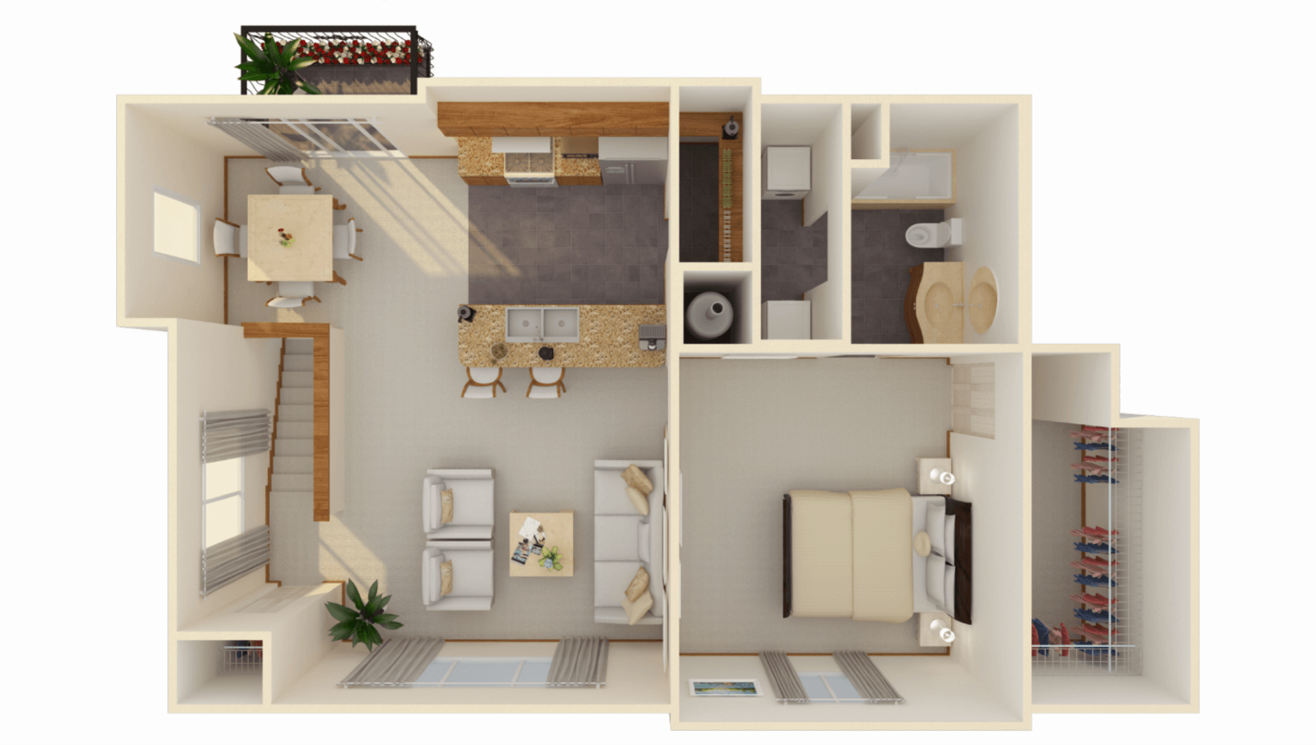 1 Bed Loft w/ Attached Garage