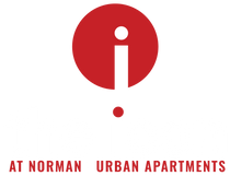 The Icon At Norman - White And Red Footer Logo - Click here to go home
