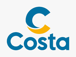 Um logotipo da costa azul e amarelo em um fundo branco