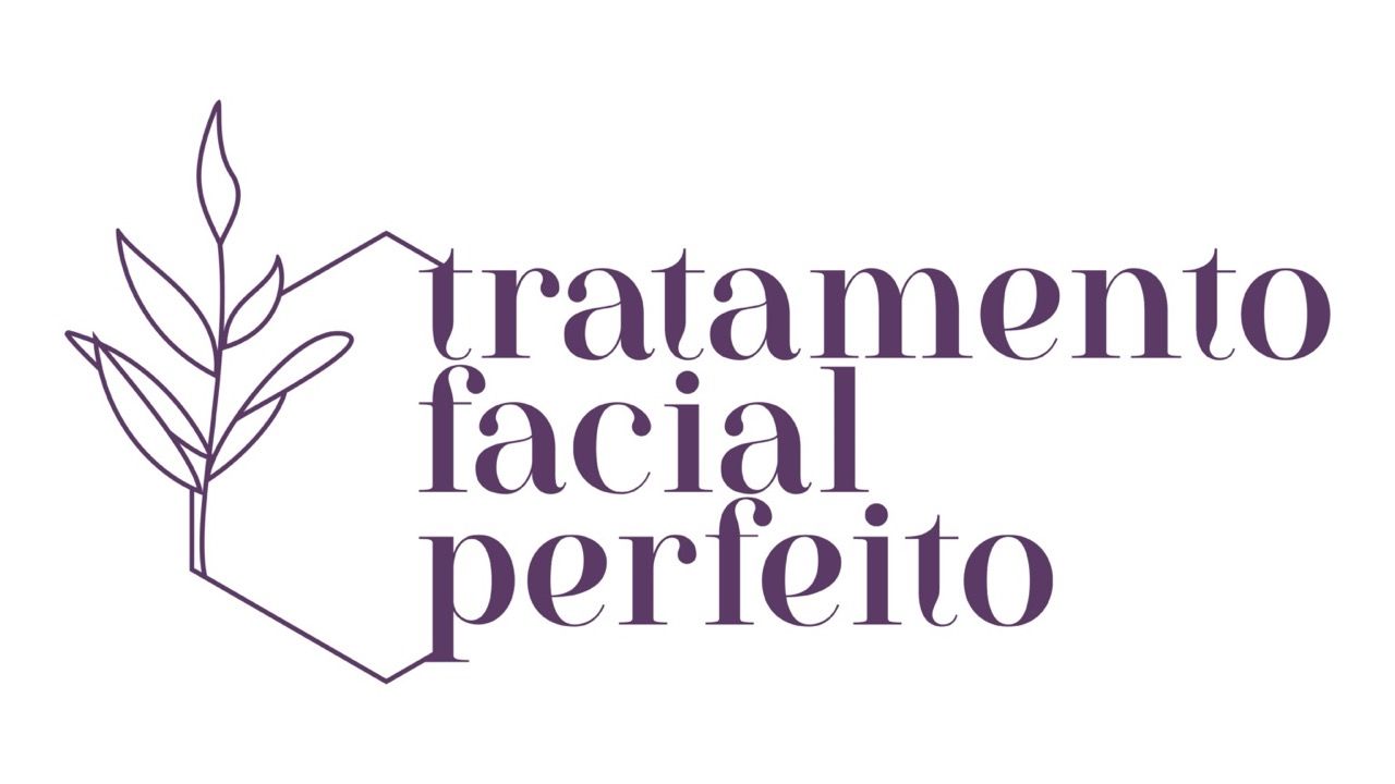 O logotipo do tratamento facial perfeito é roxo e tem uma planta nele.