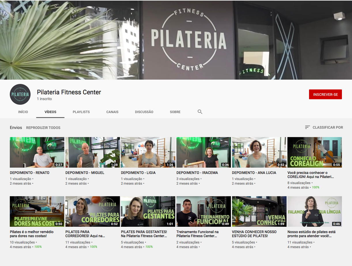 Uma captura de tela de um canal do youtube para pilateria.