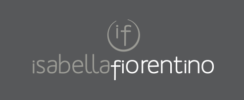 Um logotipo para isabella fiorentino em um fundo cinza