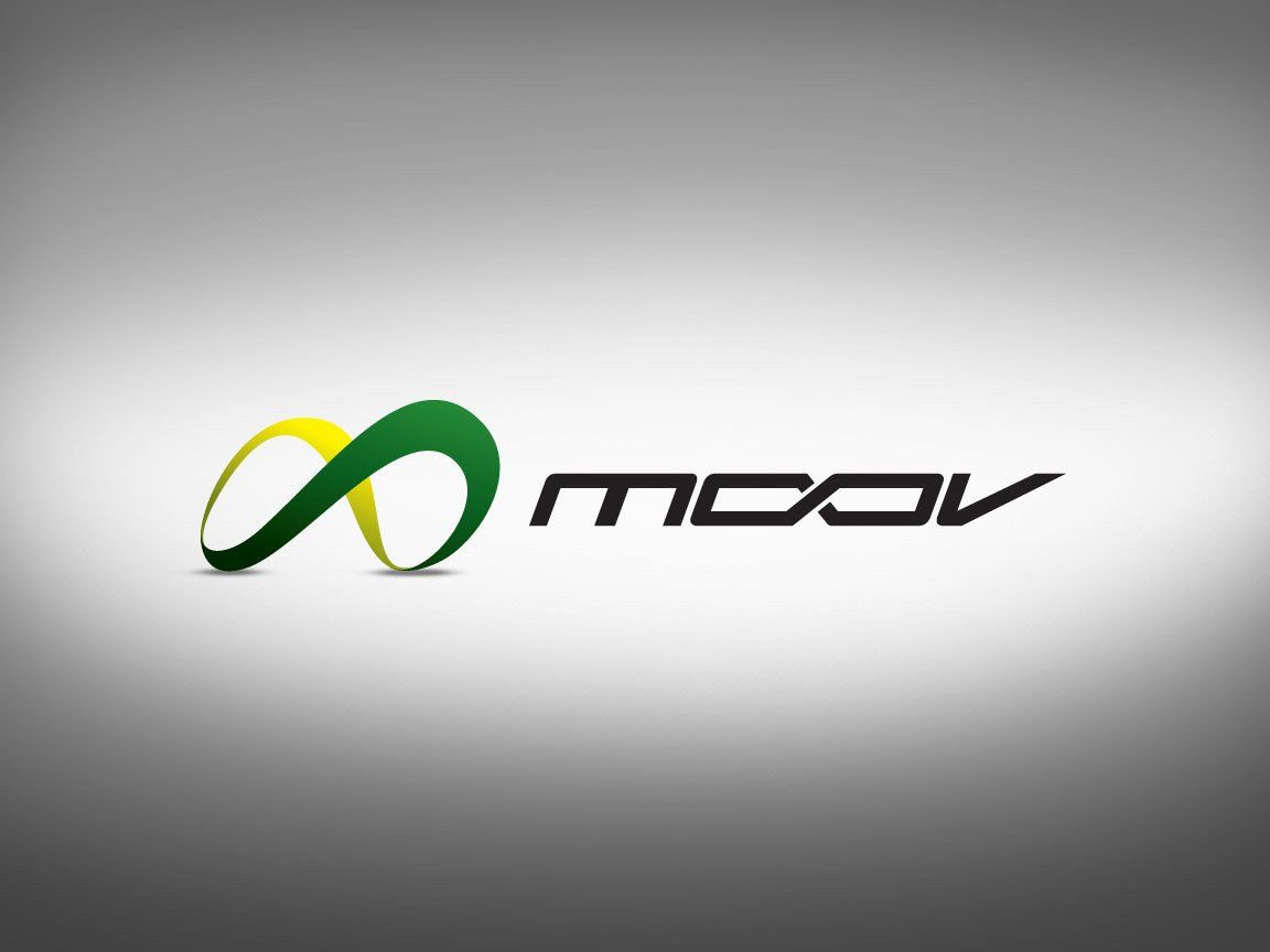 Um logotipo verde e amarelo para mdav em um fundo cinza