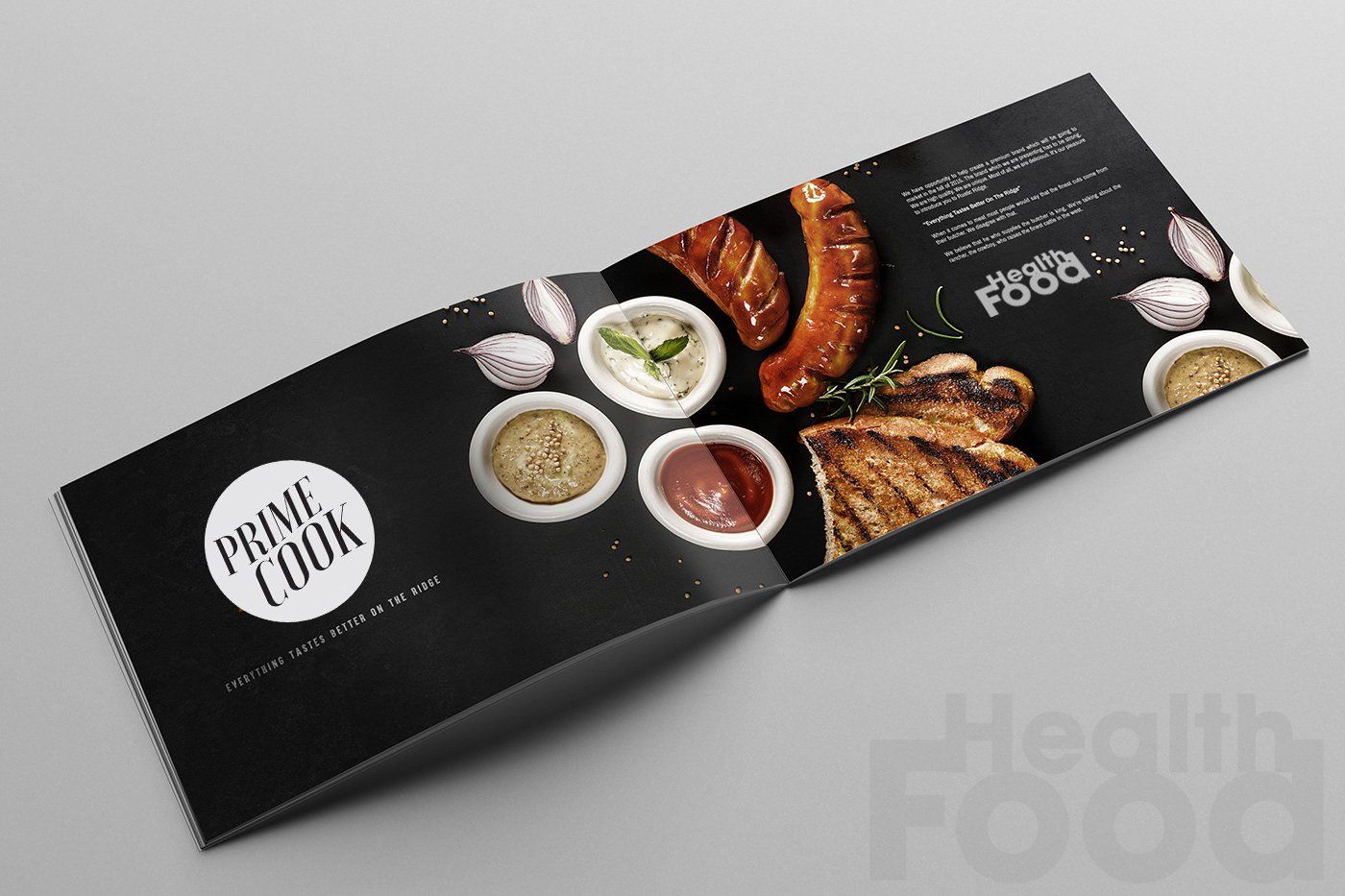 Um livro está aberto em uma página com uma imagem de comida.