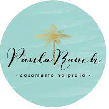 O logotipo da paula beach é um círculo com uma palmeira.
