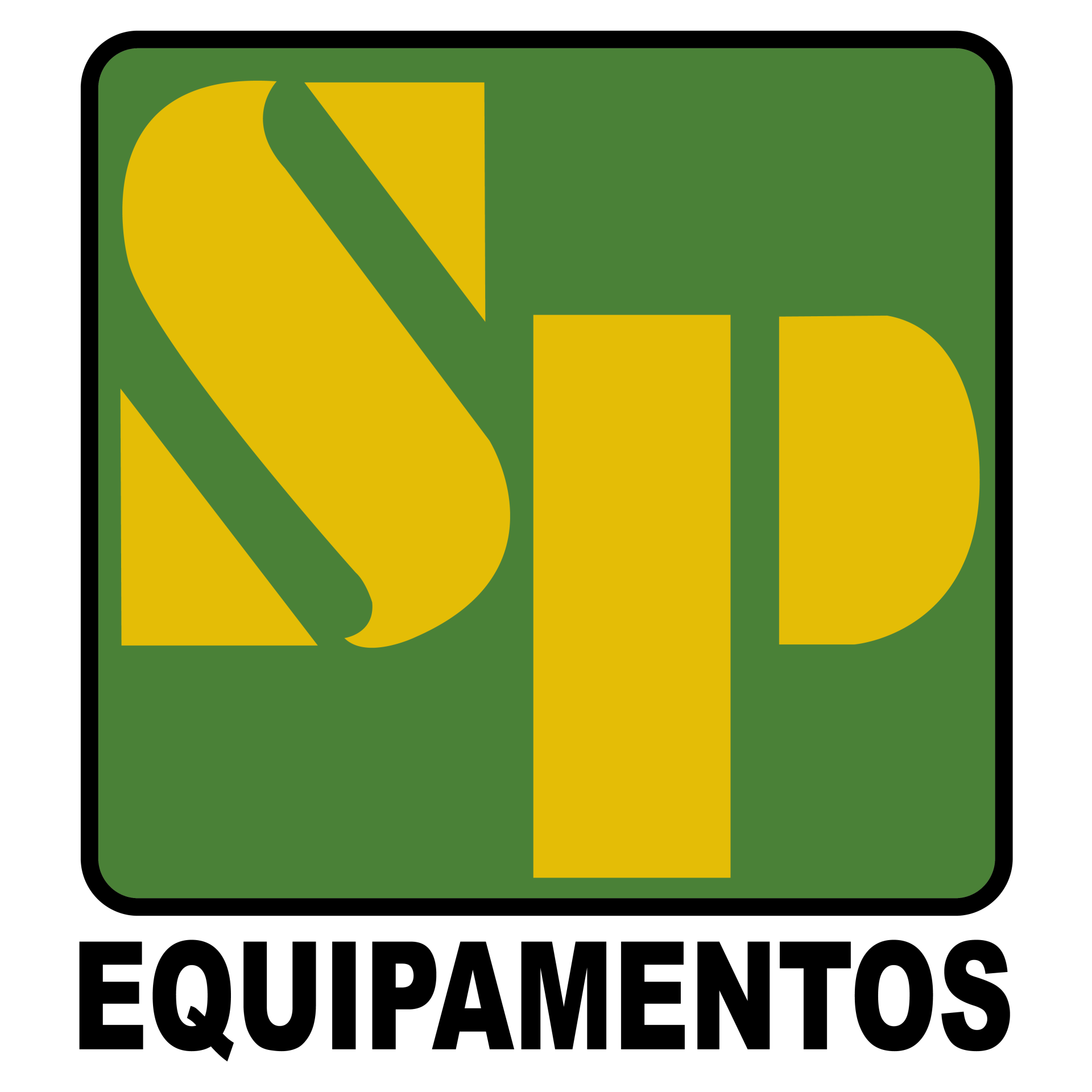 Um logotipo verde e amarelo para uma empresa chamada equipamentos