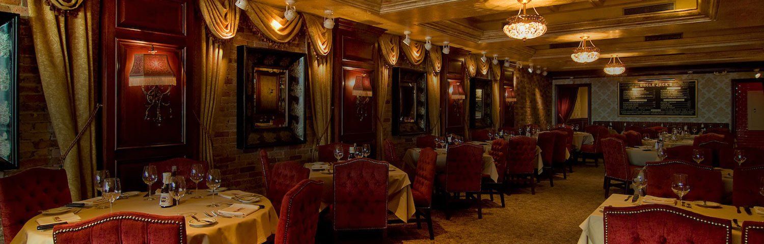 A large dining room filled with tables and chairs.