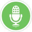 A microphone icon in a green circle on a white background.