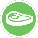 A steak icon in a green circle on a white background.