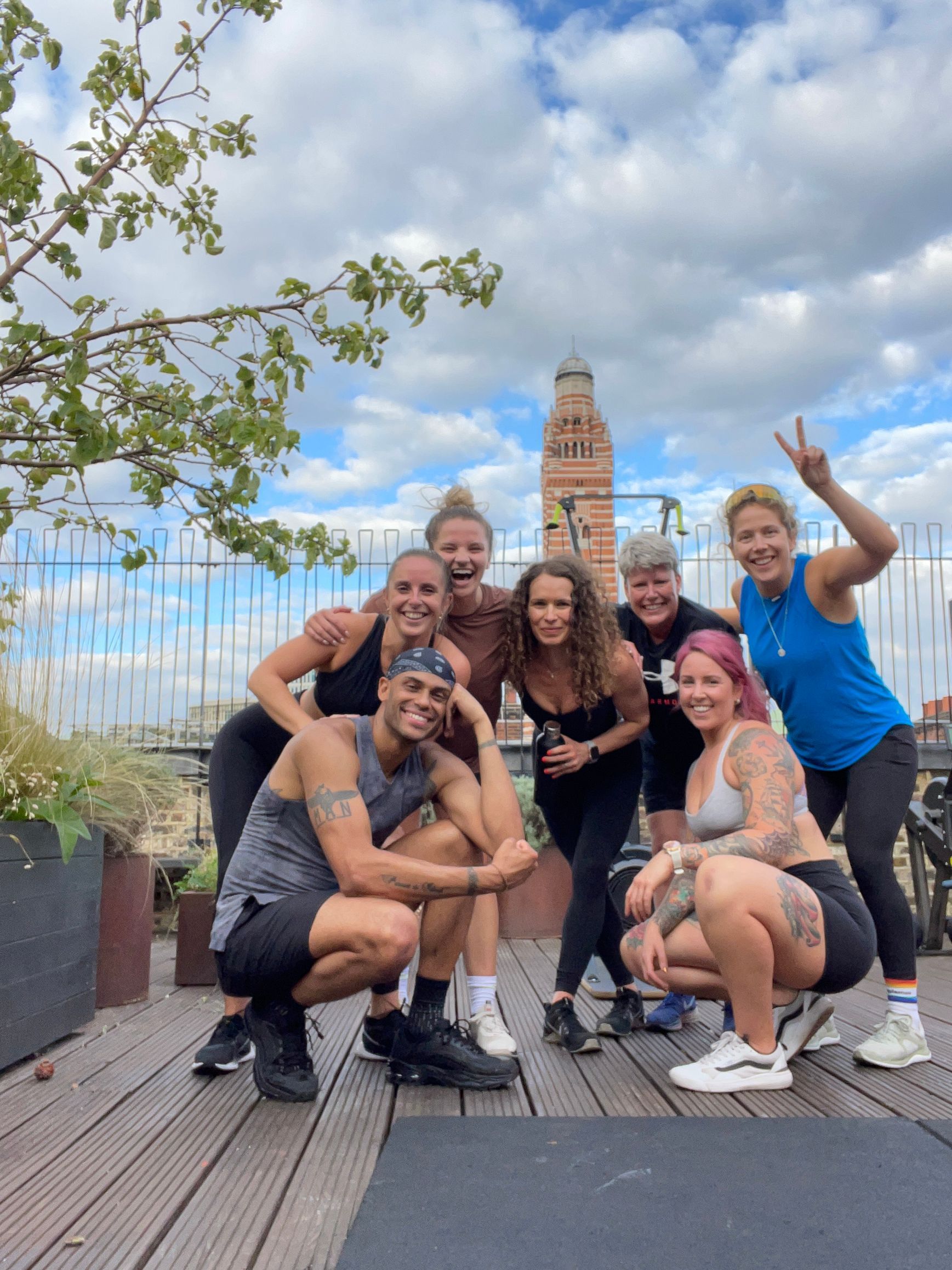 Coach leading outdoor bootcamp