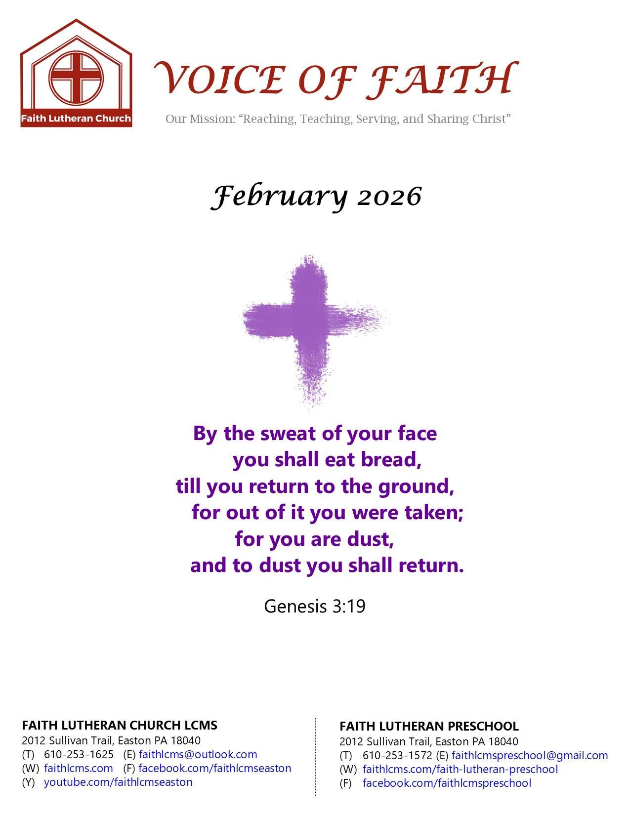 Voice of Faith Newsletter Cover Page