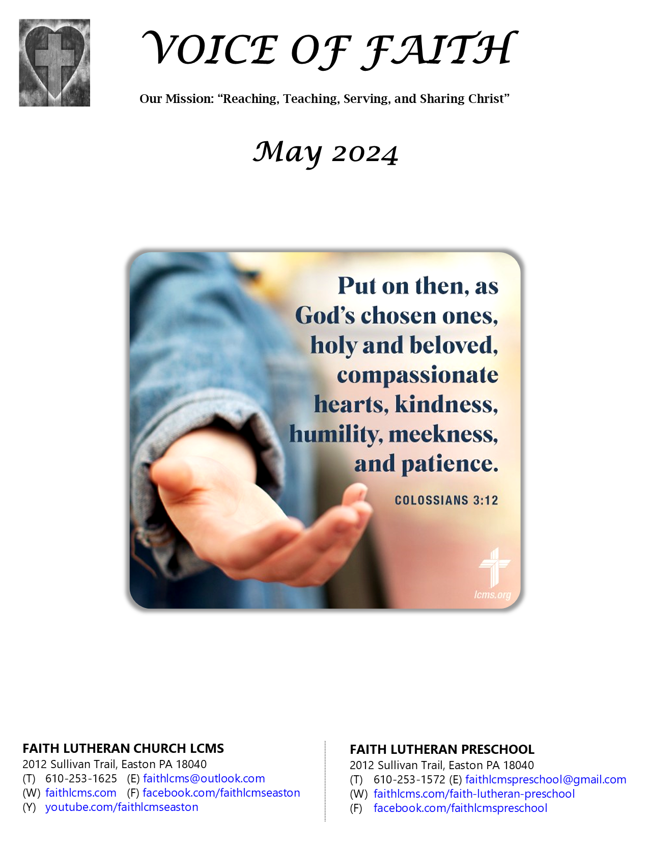 Voice of Faith Newsletter Cover Page