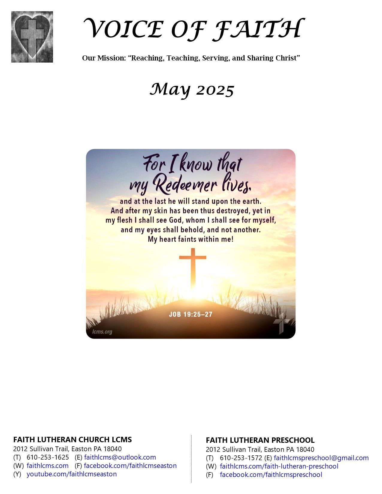 Voice of Faith Newsletter Cover Page