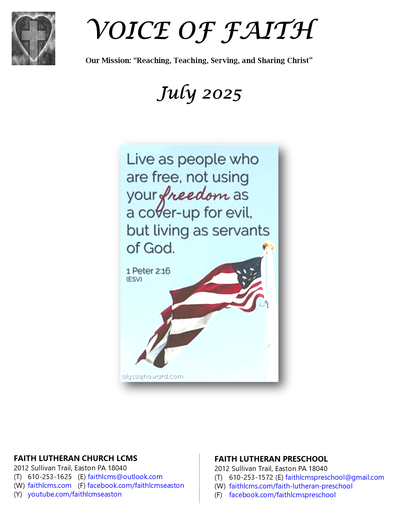 Voice of Faith Newsletter Cover Page