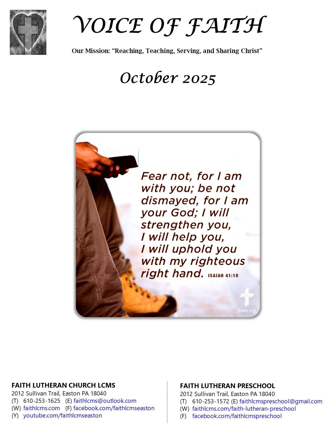 Voice of Faith Newsletter Cover Page