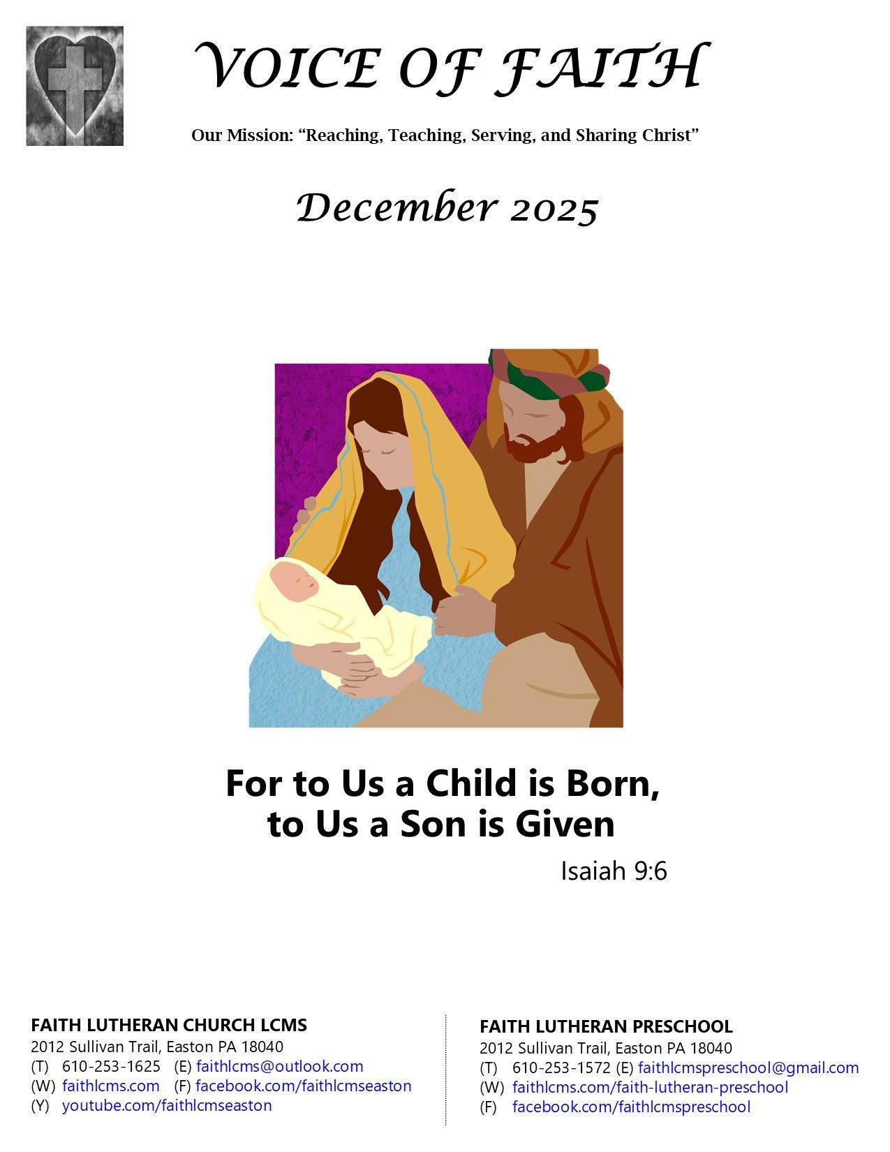 Voice of Faith Newsletter Cover Page