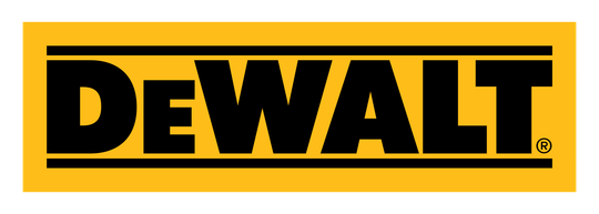 A yellow and black logo for dewalt on a white background