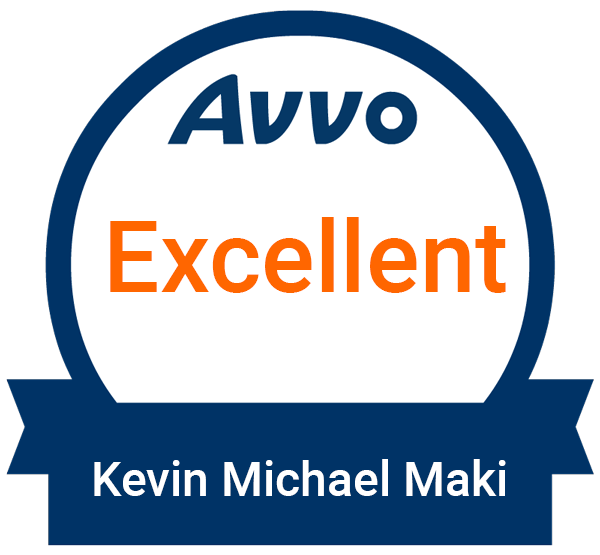 A badge that says avvo excellent kevin michael maki