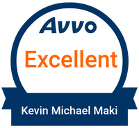 A badge that says avvo excellent kevin michael maki