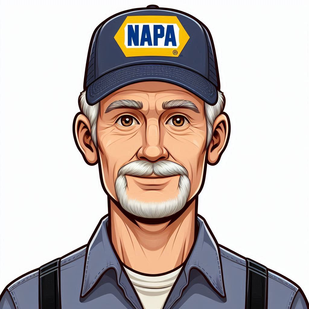 A man with a beard is wearing a napa hat.
