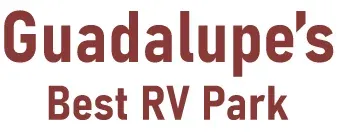 Guadalupe’s Best RV Park logo in maroon text on a white background