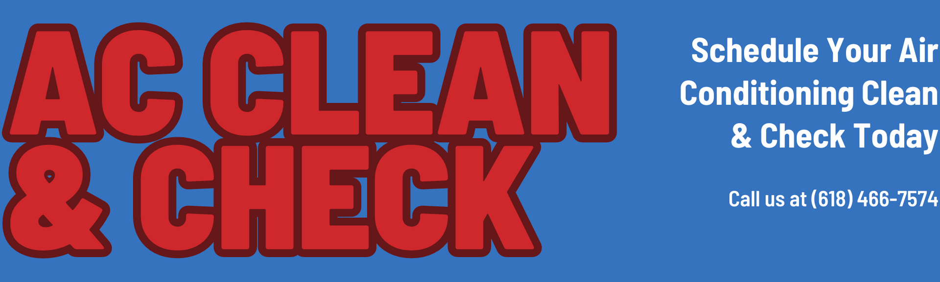A blue and red logo for ac clean & check